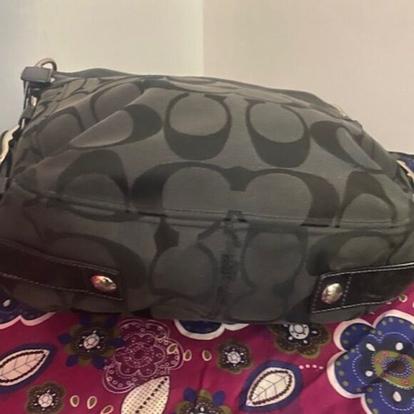 Coach 12874 Gray/Black Signature Logo Zoe Canvas and Leather Hobo shoulder bag - Picture 5 of 10